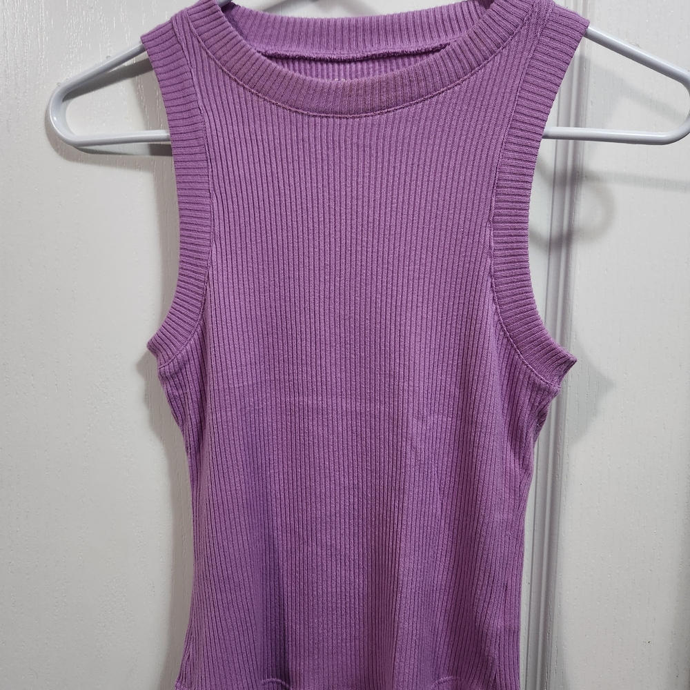 Sleeveless Ribbed Purple Top